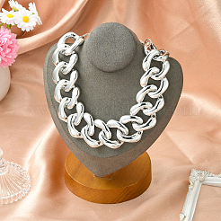 1Pc Aluminum Chunky Cuban Link Chain Choker Necklaces for Women&nbsp;NJEW-SP0001-11P