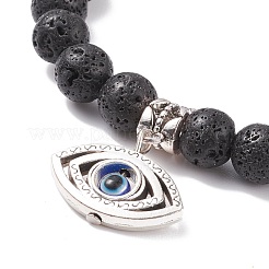 Natural Lava Rock Round Beaded Stretch Bracelet&nbsp;BJEW-JB08221