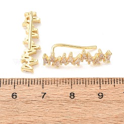 Brass Pave Cubic Zirconia Stud Crawler Earrings&nbsp;KK-CBAA351-06G