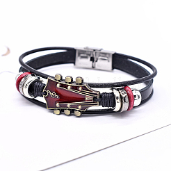 1Pc Alloy & Leather Cord Bracelets for Men Women&nbsp;BJEW-CL0001-56