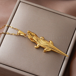 Vintage 304 Stainless Steel Animal Crocodile Pendant Necklaces for Women&nbsp;SQ7450