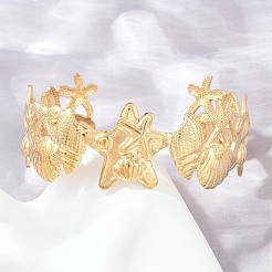 Ocean Theme 304 Stainless Steel Cuff Bangles for Women&nbsp;SA-Z002-03G-01