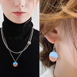 Opaque Resin & Transparent Resin & Walnut Wood Pendants&nbsp;RESI-SZ0001-12