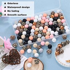 89Pcs Pattern Printed Silicone Beads Sets&nbsp;SIL-SZ0002-54A