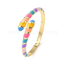 Snake Brass Enamel Cuff Bangles&nbsp;BJEW-A163-01G-05