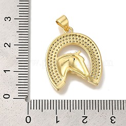 Horse Rack Plating Brass Clear Cubic Zirconia Pendants&nbsp;KK-U019-32G