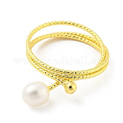Natural Pearl Finger Ring&nbsp;RJEW-H220-30G