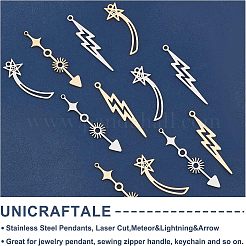 12Pcs 6 Styles  201 Stainless Steel Pendants&nbsp;STAS-UN0034-04