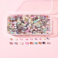 450Pcs 3 Styles Frosted Glass Beads with Golden Glitter Powder&nbsp;DGLA-FS0001-13