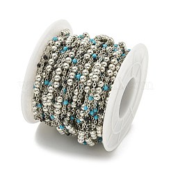Brass Enamel Round Beaded Link Chain&nbsp;CHC-G022-07P-09