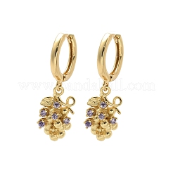 Brass Cubic Zirconia Hoop Earrings&nbsp;EJEW-Q015-02G-D