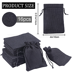 Polyester Imitation Burlap Packing Pouches Drawstring Bags&nbsp;ABAG-BBC0001-02B-02