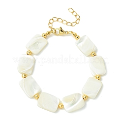Natural Trochid Shell & Brass Beaded Bracelets for Women&nbsp;BJEW-JB13958