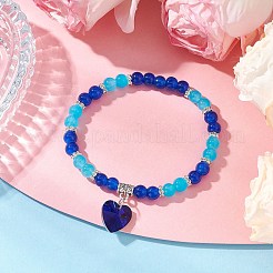 Baking Paint Imitation Jade Glass Round Beaded Charm Bracelets&nbsp;BJEW-JB11737
