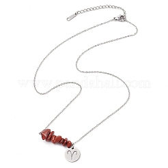 Natural Red Jasper Chip & Constellation Pendant Necklaces&nbsp;NJEW-JN05084-01