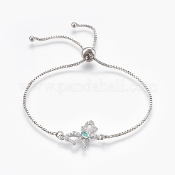 Adjustable Brass Micro Pave Cubic Zirconia Bolo Bracelets&nbsp;BJEW-F356-03-P