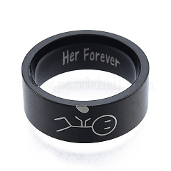 201 Stainless Steel Boy with Heart Finger Ring&nbsp;RJEW-N043-13E