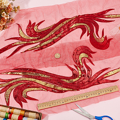 2Pcs 2 Style Polyester Embroidery Sew on Appliques&nbsp;PATC-MA0001-32B