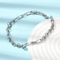 304 Stainless Steel Teardrop Link Chain Bracelet & Necklace Jewelry Sets&nbsp;SJEW-L199-18P