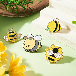 4Pcs 4 Styles Bees Enamel Pins&nbsp;JEWB-TA0001-36