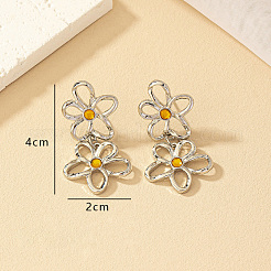 Flower Alloy & Rhinestone Dangle Stud Earrings&nbsp;FS-WG1D96C-02