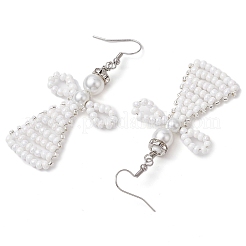 Glass Seed Beads Angle Dangle Earrings&nbsp;EJEW-MZ00288-01