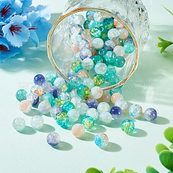 120Pcs 6 Colors Transparent Spray Painting Crackle Glass Beads&nbsp;GLAA-TADJ0001-21B-D