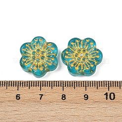 Baking Paint and Golden Metal Enlaced Glass Beads&nbsp;DGLA-T004-09B
