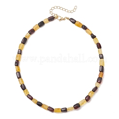 Natural Amber Cuboid Beaded Necklaces for Women&nbsp;NJEW-JN06016