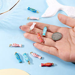 10Pcs 5 Colors Brass Enamel Pendants&nbsp;KK-TA0008-42