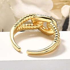Brass Micro Pave Clear Cubic Zirconia Cuff Rings&nbsp;RJEW-U035-12GP