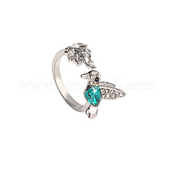 Leaf & Bird Zinc Alloy with Rhinestone Cuff Rings&nbsp;FS-WGB05C2-01