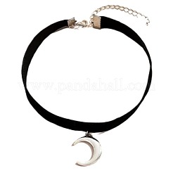Gothic Moon CCB Plastic Pendant Black Velvet Choker Necklaces for Women&nbsp;FS-WG30AE2-01