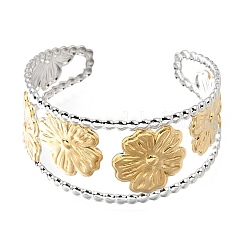29MM Two Tone 304 Stainless Steel Hollow Flower Cuff Bangles for Women&nbsp;SA-CBAB767-25GP
