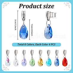 32Pcs 8 Colors Glass European Dangle Charms&nbsp;PALLOY-PH01854