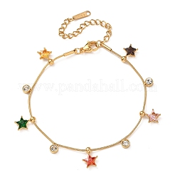 304 Stainless Steel Pave Cubic Zirconia Charm Bracelets for Women&nbsp;BJEW-T027-03G