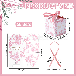 Flower Printed Paper Candy Boxes with Ribbon&nbsp;CON-WH0089-270B