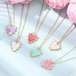 Brass Enamel Pendants Cable Chains Necklace&nbsp;NJEW-JN05514