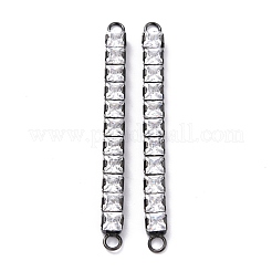 Brass Clear Square Cubic Zirconia Links Connectors&nbsp;ZIRC-G170-22