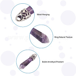 12Pcs Bullet Natural Amethyst Pointed Pendants&nbsp;G-FW0001-11