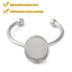 Non-Tarnish 304 Stainless Steel Open Cuff Ring Components&nbsp;STAS-I306-06A-P