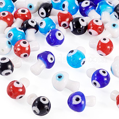 50Pcs 5 Colors Handmade Evil Eye Lampwork Beads Strands&nbsp;LAMP-TA0001-90
