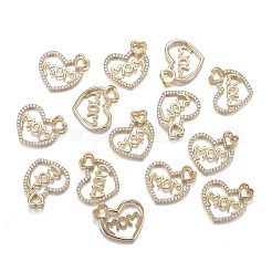Brass Micro Clear Cubic Zirconia Pendants&nbsp;ZIRC-F120-045G