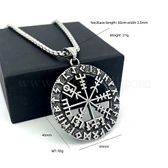 Vintage Viking Hollow Compass 304 Stainless Steel Pendant Necklaces for Men Women&nbsp;RB1403