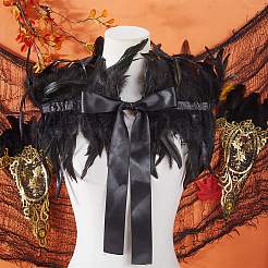 Polyester & Artificial Feather Cosplay Cape & Oversleeves for Women&nbsp;AJEW-AR0005-63