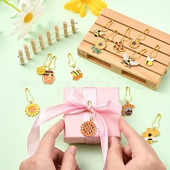 20Pcs Bees Theme Alloy Enamel Locking Stitch Marker&nbsp;HJEW-CJ00066