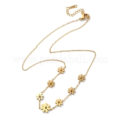 316 Surgical Stainless Steel Flower Link Chain Necklaces for Women&nbsp;NJEW-P324-06G