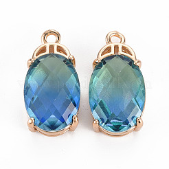 Rack Plating Brass Micro Pave Clear Cubic Zirconia Pendants&nbsp;KK-T060-62C-RS