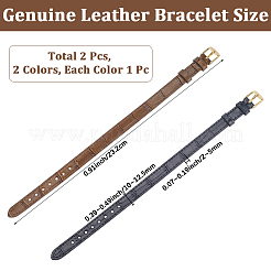 2Pcs 2 Colors Leather Textured Bracelet Straps Slide Wristbands for Slide Charms&nbsp;AJEW-CL0002-98