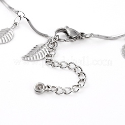 Non-Tarnish 304 Stainless Steel Leaf Pendant Necklaces&nbsp;NJEW-JN03293-04